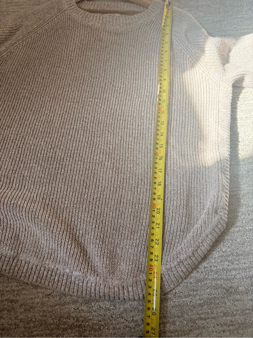 Roots Cabin Chunky Cotton Blend Crewneck Sweater | Oatmeal | Small - Picture 10 of 10